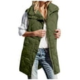 thumbnail image 3 of FUZHIQ Long Puffer Vests for Women Puffer Vest Lightweight Sleeveless Warm Button Full Zip Up Fall Winter Coat Outerwear Puffer Vests Hooded Green, 3 of 5