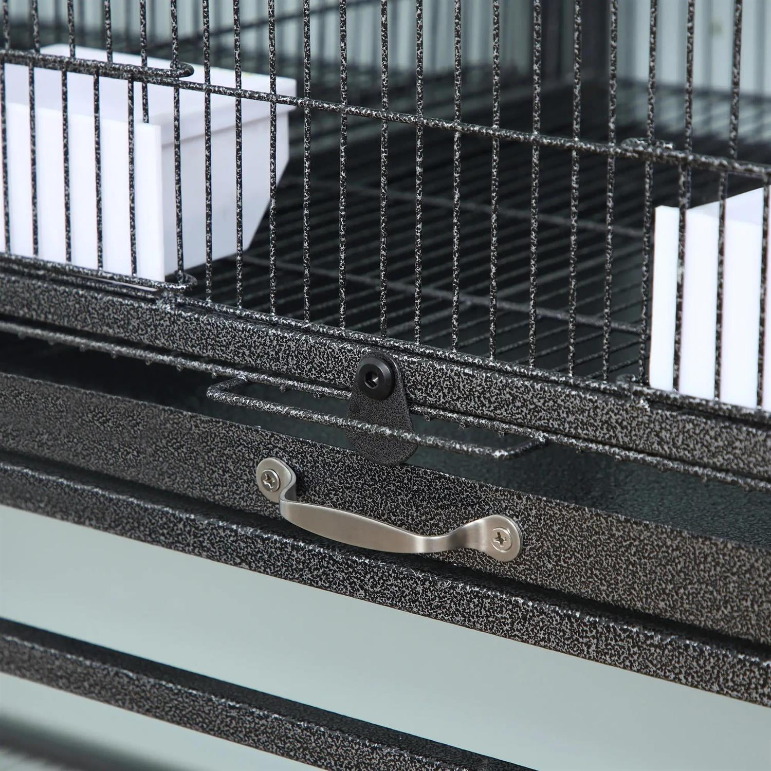 Pefilos Divided Breeder Bird Aviary, 40" Birdcage with Rolling Stand , Removable Bottom Tray and Wood Perch, Ideal for Finches, Parakeet, Black