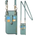 thumbnail image 3 of SaniMore for iPhone 14 Case, PU Leather Removeable Zipper Purse with Card Slots Crossbody Lanyard Shockproof Bumper Anti-drop Love Heart Stylish for Girls Women Wallet Cover for iPhone 14, Green, 3 of 8