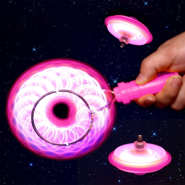 Peonza giratoria inercial con manivela y pista magnética luminosa de colores | Juguete educativo de descompresión para niños | Yo-yo con luz LED para niños y principiantes
