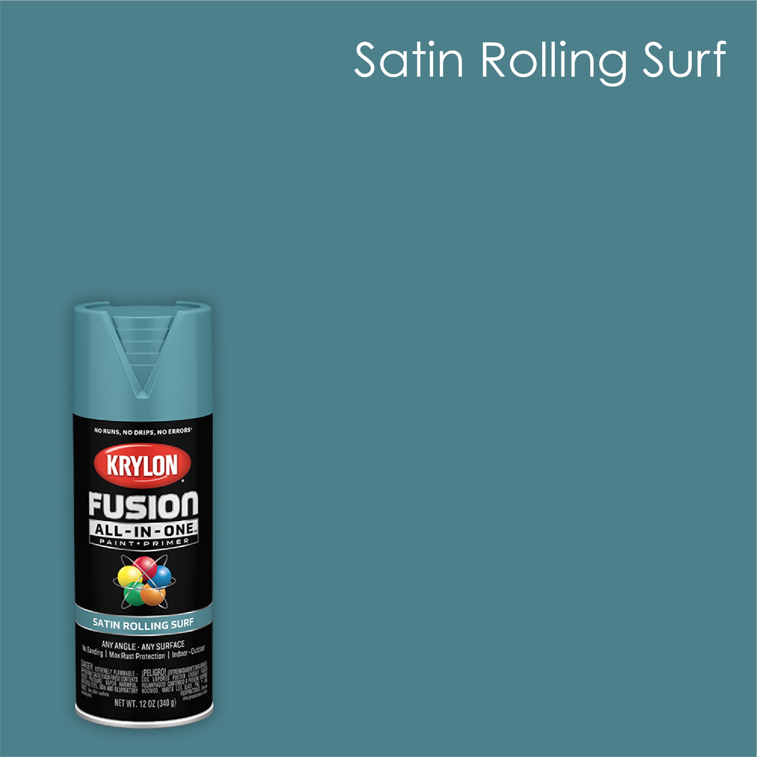 Krylon Fusion AllInOne Spray Paint, Satin, Rolling Surf, 12 oz
