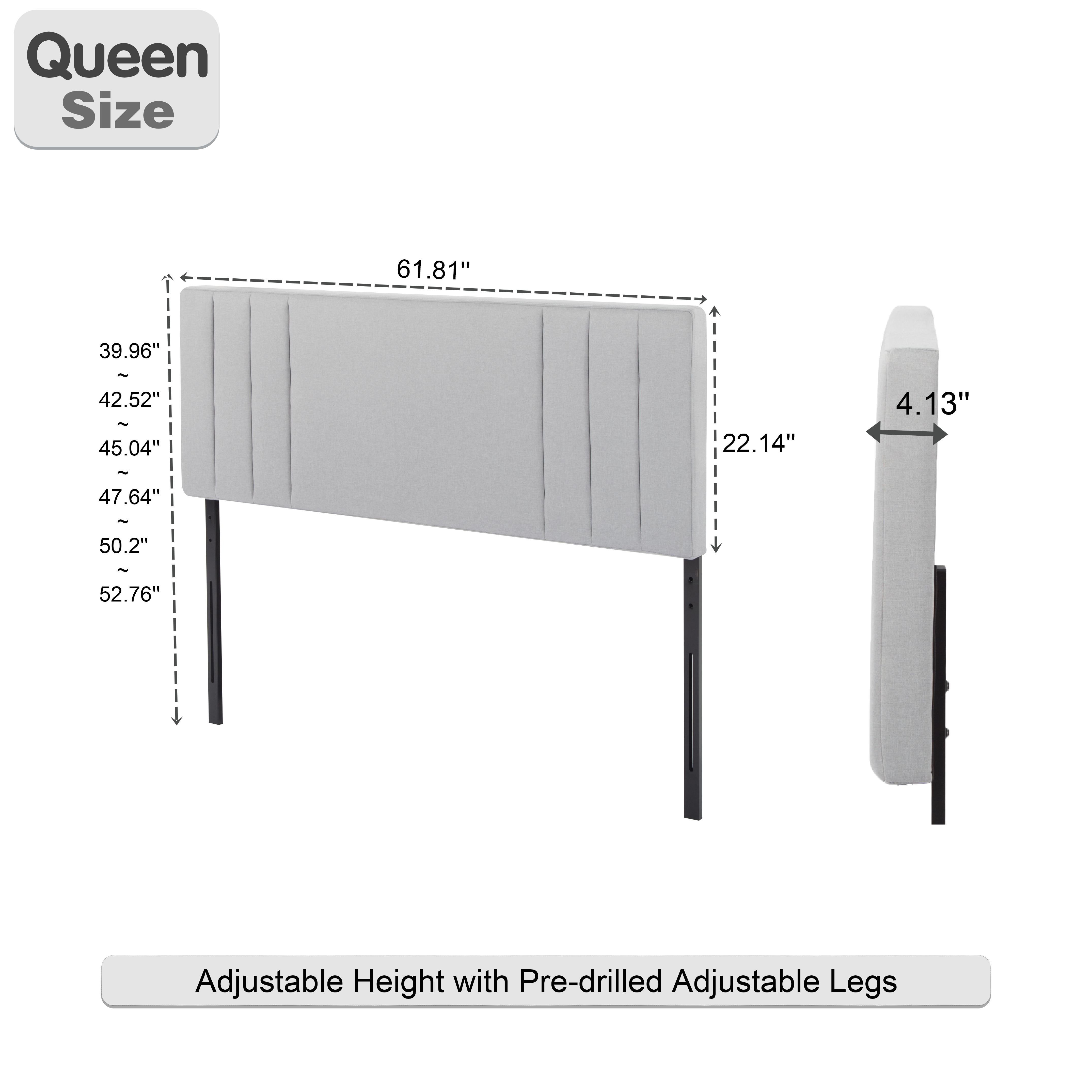 Gewnee Upholstered Headboard for Queen Bed.Linen Simple Band Line Soft Panel Adjustable Headboard.