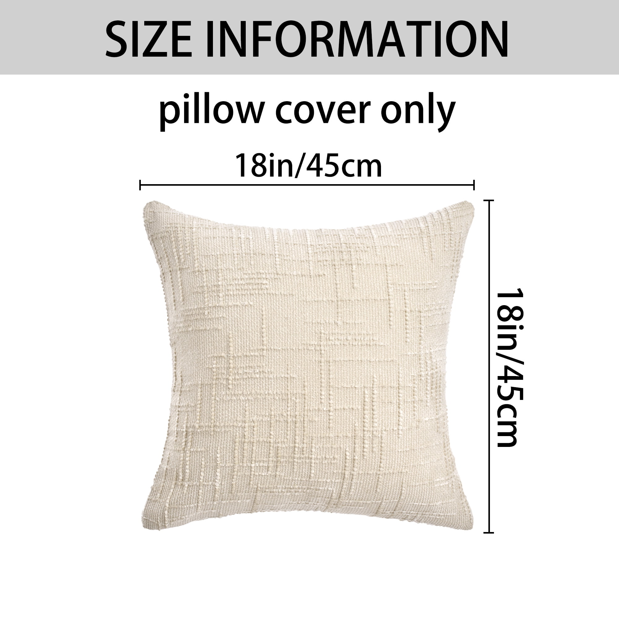 Unique Bargains Decorative Chenille Throw Pillow Covers Pack of 2 Milky White 18" x 18"