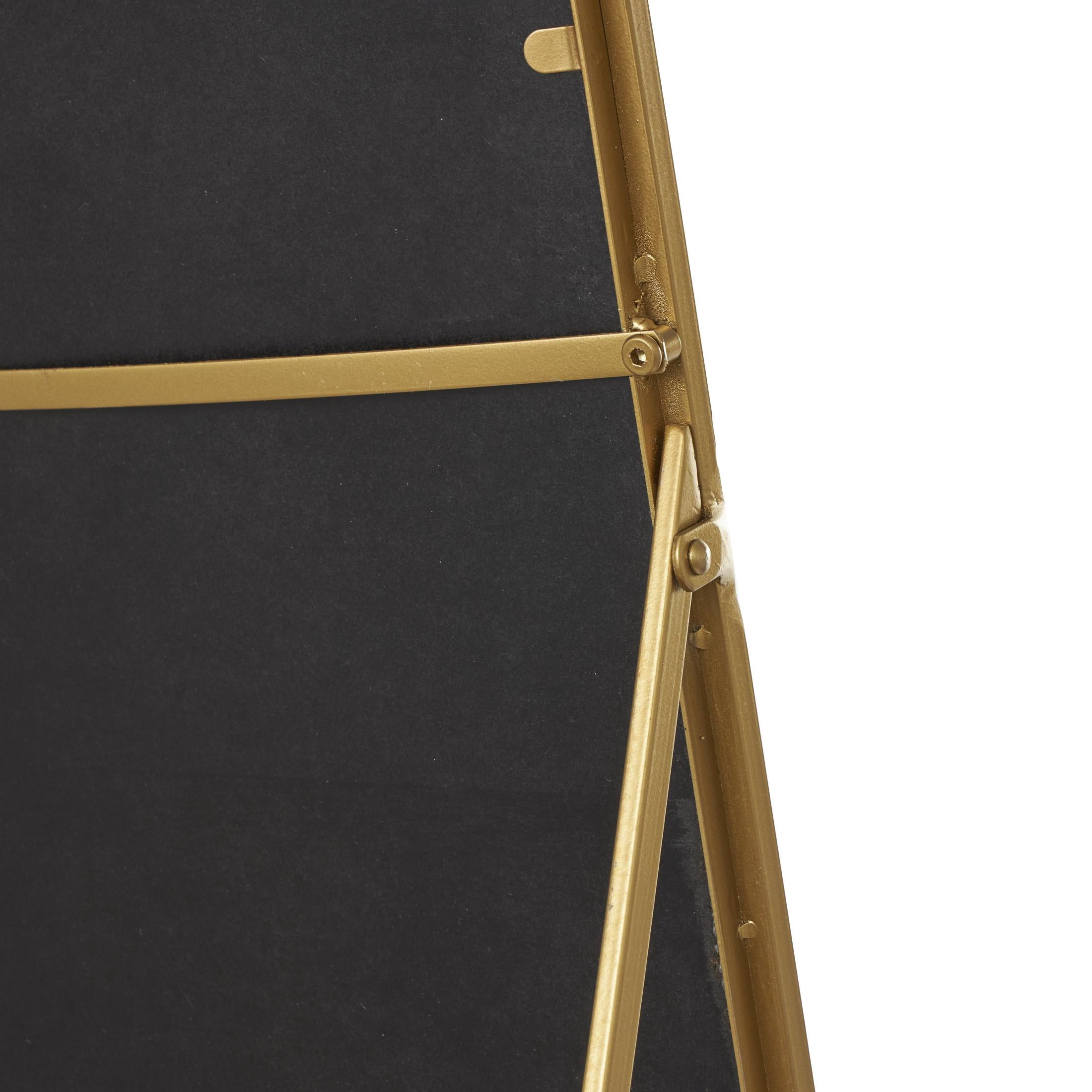 DecMode 18" x 65" Gold Metal Arched Freestanding Foldable Floor Mirror