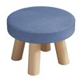 thumbnail image 2 of Topukaiba Round Stool Backless Counter Height Stool Solid Wood Legs Upholstered Seat Vanity Stool for Living Room Bedroom Makeup Desk Entryway Kids Stool, 10.6"x6.7", Light Blue, 2 of 6