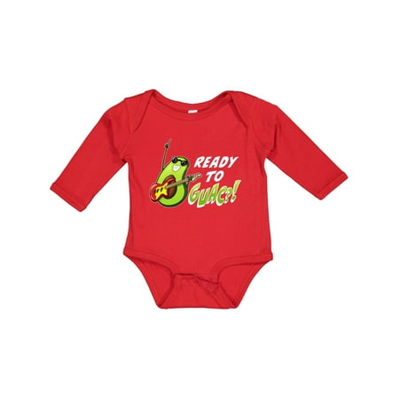 

Inktastic Ready to Guac! with Avocado Playing Guitar Boys or Girls Long Sleeve Baby Bodysuit