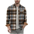 thumbnail image 4 of HomeDM Mens Plaid Shirts Long Sleeve Button Down Work Jacket Shirts with Pocket, Blue, 4 of 5