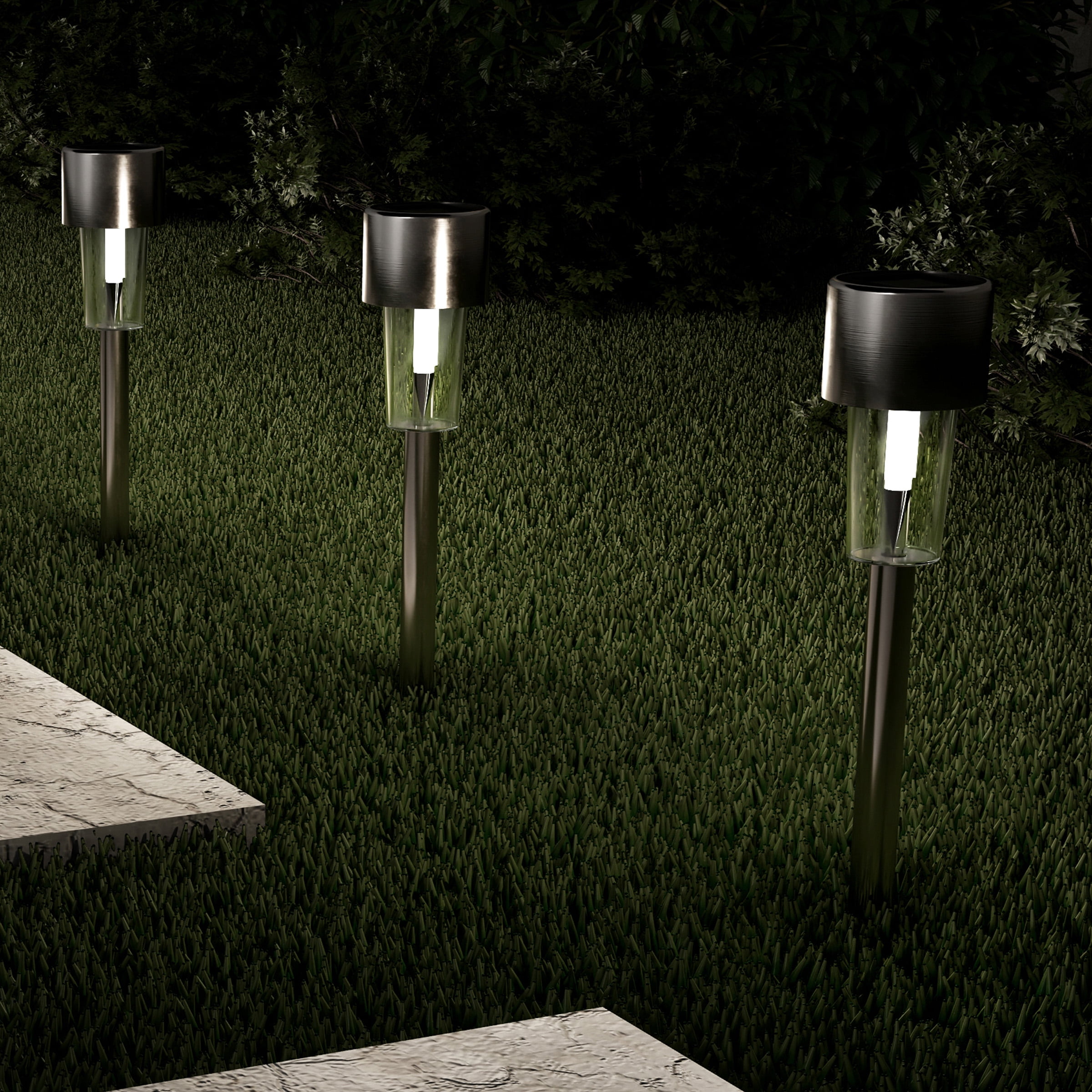 Garden Outdoor RGB Stainless Steel LED Solar Landscape Path Lights Lawn Lamp 