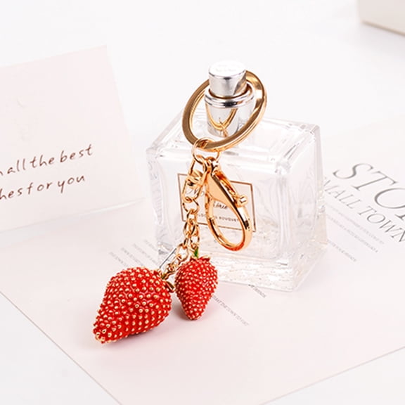 STOBOK Keychain Lovely Strawberry Keychain Pendant Metal Red 1Set for Birthday Gift
