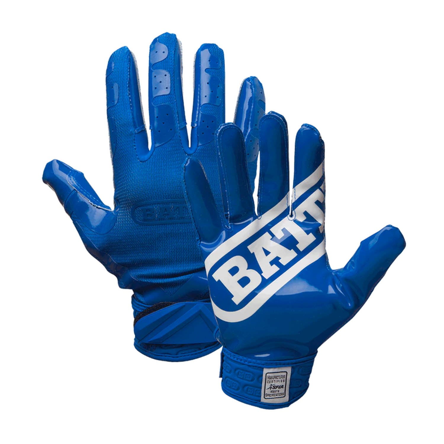 battle double threat adult football gloves, blue, xlarge