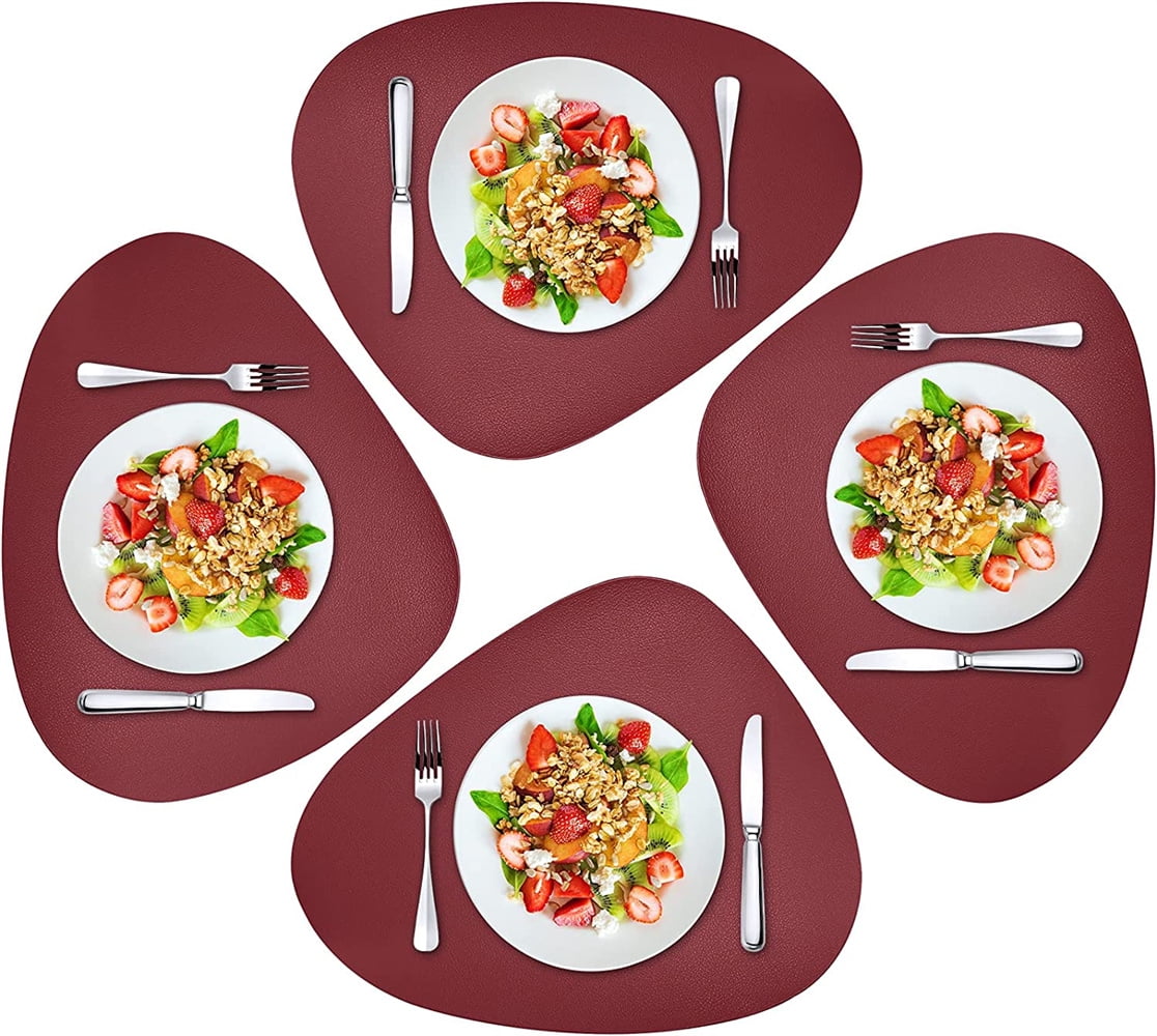 Round Autumn Placemats 4 Piece Set Outdoor Indoor Placemats Leather Wipeable Washable Placemats