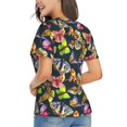 thumbnail image 3 of Xecao Butterfly Wild Insect for Women's V-Neck T-Shirts-Elegant Half-Sleeve Tops Perfect for Summer-X-Large, 3 of 5