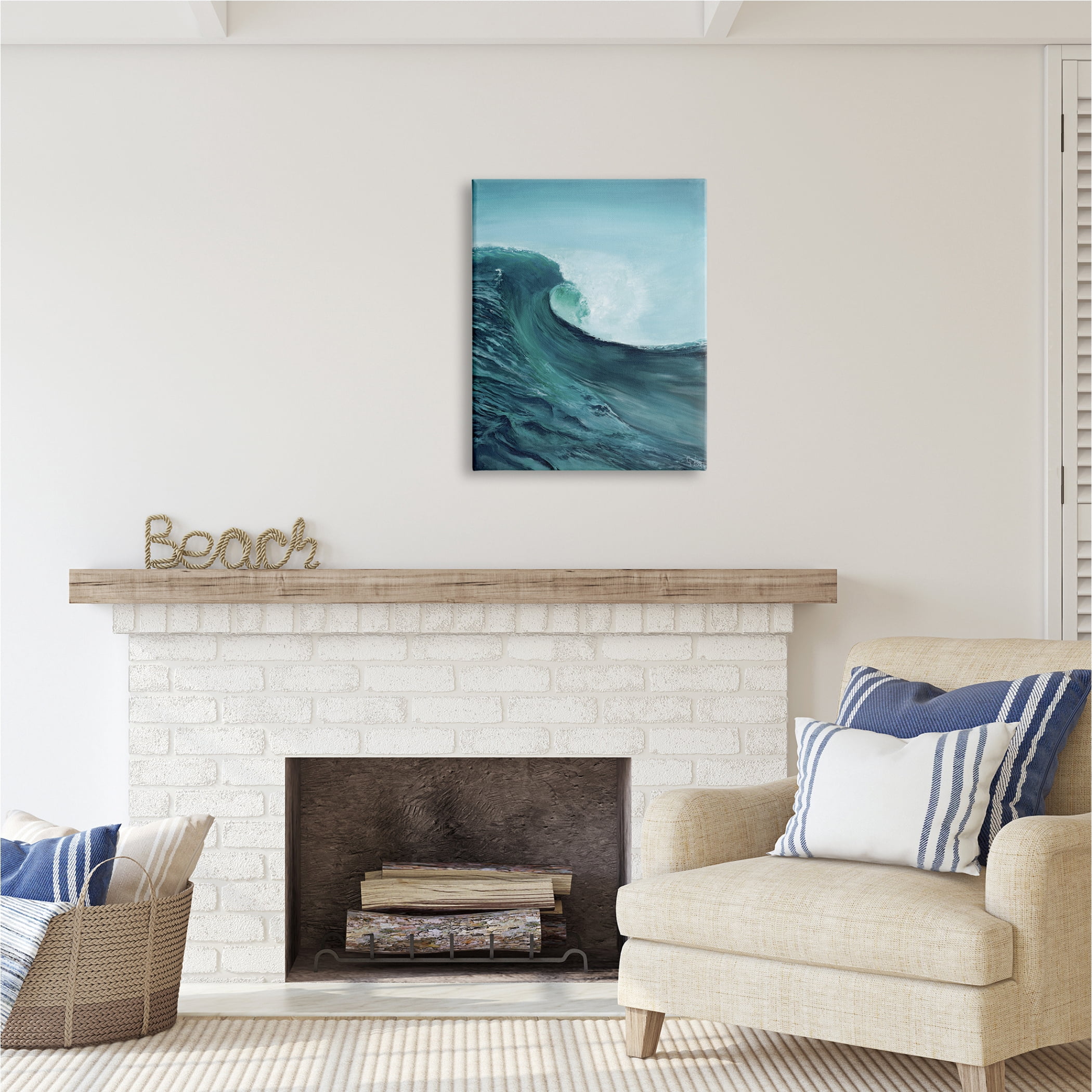 Stupell Industries Tsunami Wave Panting Nature Painting Gallery Wrapped Canvas Print Wall Art, 24 x 30