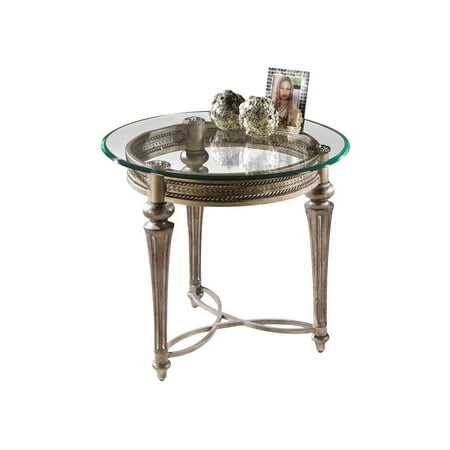 UPC 788093006054 product image for Magnussen Galloway Round Iron and Glass End Table | upcitemdb.com