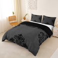 thumbnail image 3 of jejeloiu Moody Damask Duvet Cover King,Vintage Print King Bedding For Adults,Gray Black,Black Reversible,3-Piece,1 Duvet Cover and 2 Pillowcases, 3 of 6
