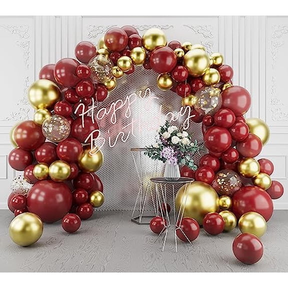 Burgundy Gold Balloons Arch Garland Kit-123Pcs Metallic Confetti Balloons for Birthdays, Anniversaries, New Years, Engagements, Weddings & Retirement Party$$Electronics Accessories