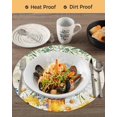 thumbnail image 3 of 15 Inch Round Placemats Set of 4, Daisy Spring Floral Non Slip Heat Insulation PP Table Mats, Farmhouse Botanical Green Leaves Washable Place Mats for Kitchen Dining Party Table Decor, 3 of 7
