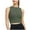 Army Green, variant on Bxsruta Sports Bras for Women Racerback High Neck Longline Padded Workout Crop Tank Tops with Built in Bra Coffee L