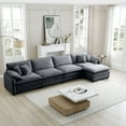 thumbnail image 3 of 4 Person Sofa, Upholstered Couches for Living Room with 1 Footstool and 4 Throw Pillows, 4 Seat Sofa for Living Room, Apartment, Office,Apartmen, Gray, 3 of 9