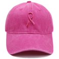 thumbnail image 2 of Breast Cancer Awareness Hat for Women, Embroidered Pink Ribbon Vintage Cotton Adjustable Baseball Cap, Embroidered Washed Cotton Cap, 2 of 5