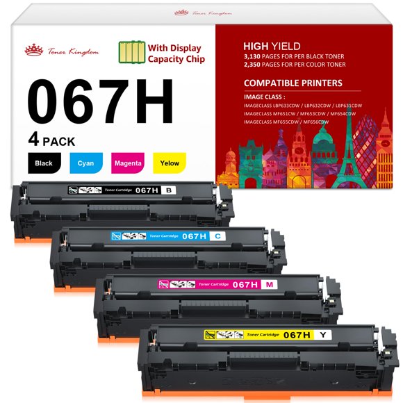 Juego de cartuchos de tóner Toner Kingdom compatible con Canon 067H 067
