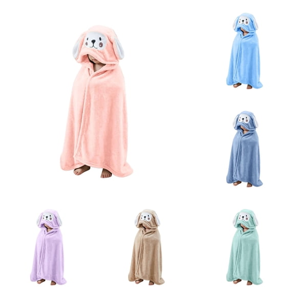 LIIPEE Cartoon Hooded Bathrobes For Boys Warm Comfortable Cover Up Robes Kids Cute Loose Breathable Bath Towel Robe,1-5 Years