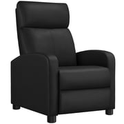 Alden Design Faux Leather Push Back Theater Recliner Chair with Footrest for Livingroom, Black