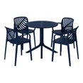 thumbnail image 2 of WestinTrends Playa 5-Piece Outdoor Resin Round Patio Dining Table Set with Modern Stackable Patio Dining Chairs, Navy Blue, 2 of 15