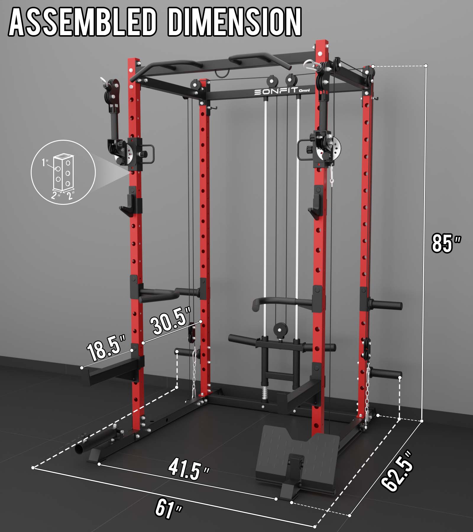 Eonfit E2 Power Cage with 3D Rotation Arms - Multi-Functional Power Rack for Home Gym. 1500lb Squat Rack for Home Gym. Pulley System for Cable Crossover & LAT Pulldown