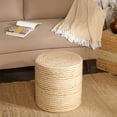 thumbnail image 3 of REDEARTH · Cylindrical Pouf Foot Stool Ottoman - Jute Braided Pouffe Poof Sitting Footrest for The Living Room, Bedroom, Nursery, Patio, Lounge & Other Rooms in The Home (16"x16"x16"; Natural Ivory), 3 of 7