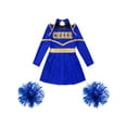 thumbnail image 3 of iiniim Girls Cheerleading Dance Long Sleeve Dress with Flower Balls Stage Performance Royal Blue 16, 3 of 7