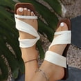 thumbnail image 4 of Xdegoge Flatform Sandals for Women Open Toe Twisted Cross Straps Slide Sandals Square Toe Flat Dressy Slippers Two Band Ruched Footwear, 4 of 9
