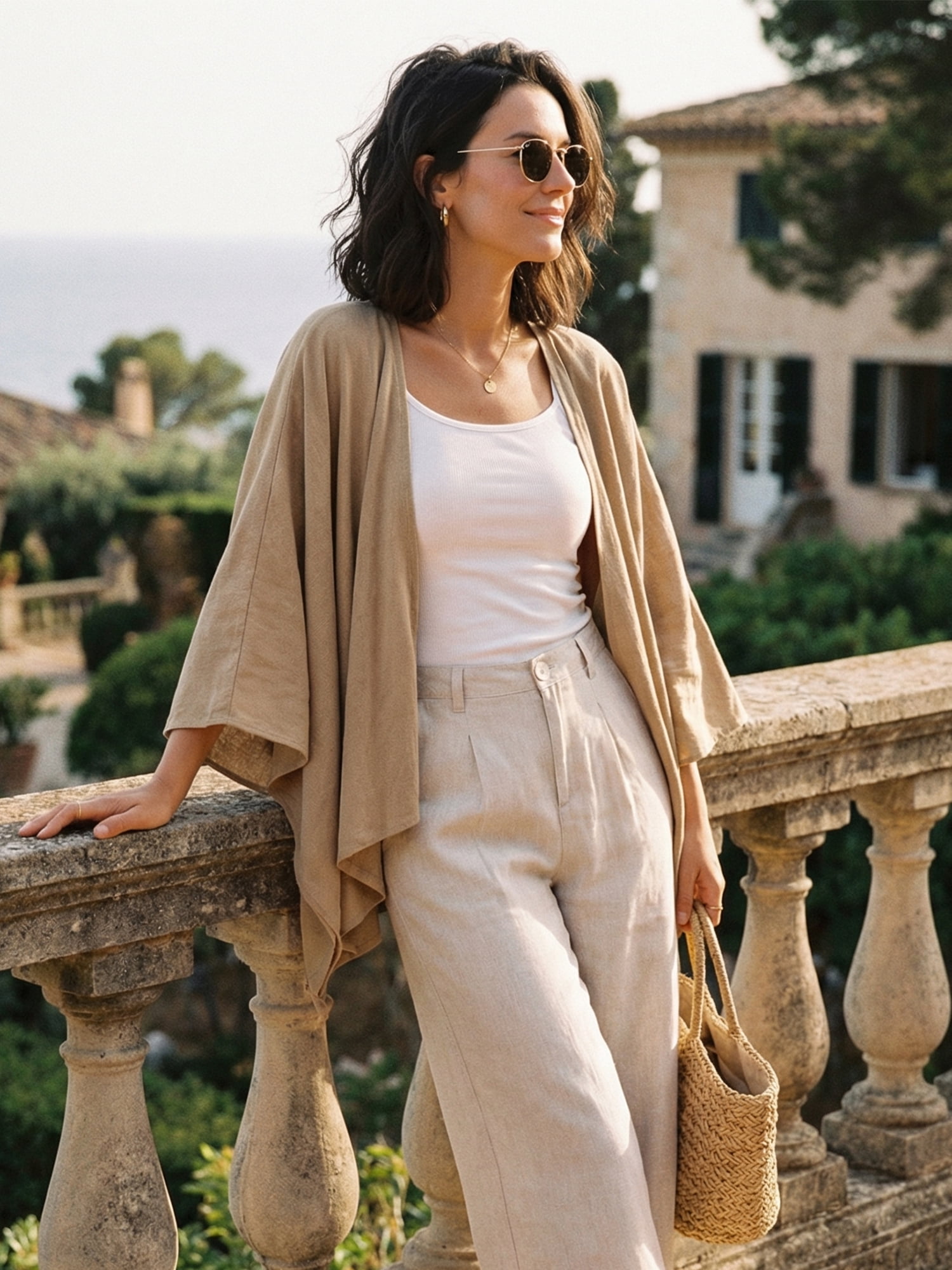 DARING DIVA Women's Linen Cardigan 3/4 Sleeve Open Front Lightweight Shrug XL Khaki