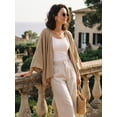 thumbnail image 2 of DARING DIVA Women's Linen Cardigan 3/4 Sleeve Open Front Lightweight Shrug M Khaki, 2 of 8