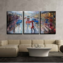 wall26 - 3 Piece Canvas Wall Art - Original Oil Painting Showing Beautiful Young Woman in Red - Modern Home Art Stretched and Framed Ready to Hang - 16"x24"x3 Panels