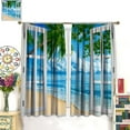 thumbnail image 3 of Beach Palm Tree Curtains, Summer Tropical Island Blue Clouds Ocean Nature Landscape Scenic Blackout Window Treatments for Kitchen Bedroom Living Room, 84" W X 84" L, 3 of 6