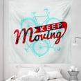 thumbnail image 1 of Retro Tapestry, Keep It Moving Phrase Hipster Lifestyle Bicycle Grunge Display, Fabric Wall Hanging Decor for Bedroom Living Room Dorm, 5 Sizes, Sky Blue Red Coconut, by Ambesonne, 1 of 1