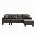 thumbnail image 4 of Modern L-Shaped Sectional Sofa Set with Cup Holders for Living Room (Chocolate brown, 96.06"L x 57.48"W x 31.88"H), 4 of 13