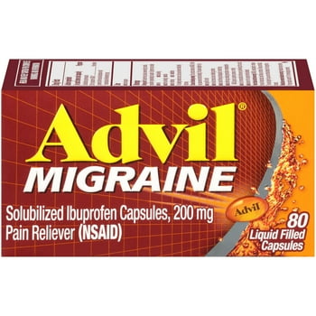 Advil Migraine Pain and Headache Reliever Ibuprofen, 200 Mg Liquid Filled s, 80 Count