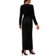 thumbnail image 3 of INSPIRE CHIC Women's Elegant V Neck Dresses Long Sleeve High Waist Split Hem Cocktail Party Maxi Velvet Dress Black S S Black, 3 of 5