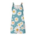 thumbnail image 3 of Women Summer Linen Shorts Overalls Rompers Cute Daisy Adjustable Strap Sleeveless Bib Shorts Jumpsuit with Pockets, 3 of 5