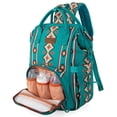 thumbnail image 4 of Wrangler Aztec Travel Backpack Baby Bag for Women with Stroller Strap and Side Bottle Pockets Organized Diaper Bag, Green, 4 of 9
