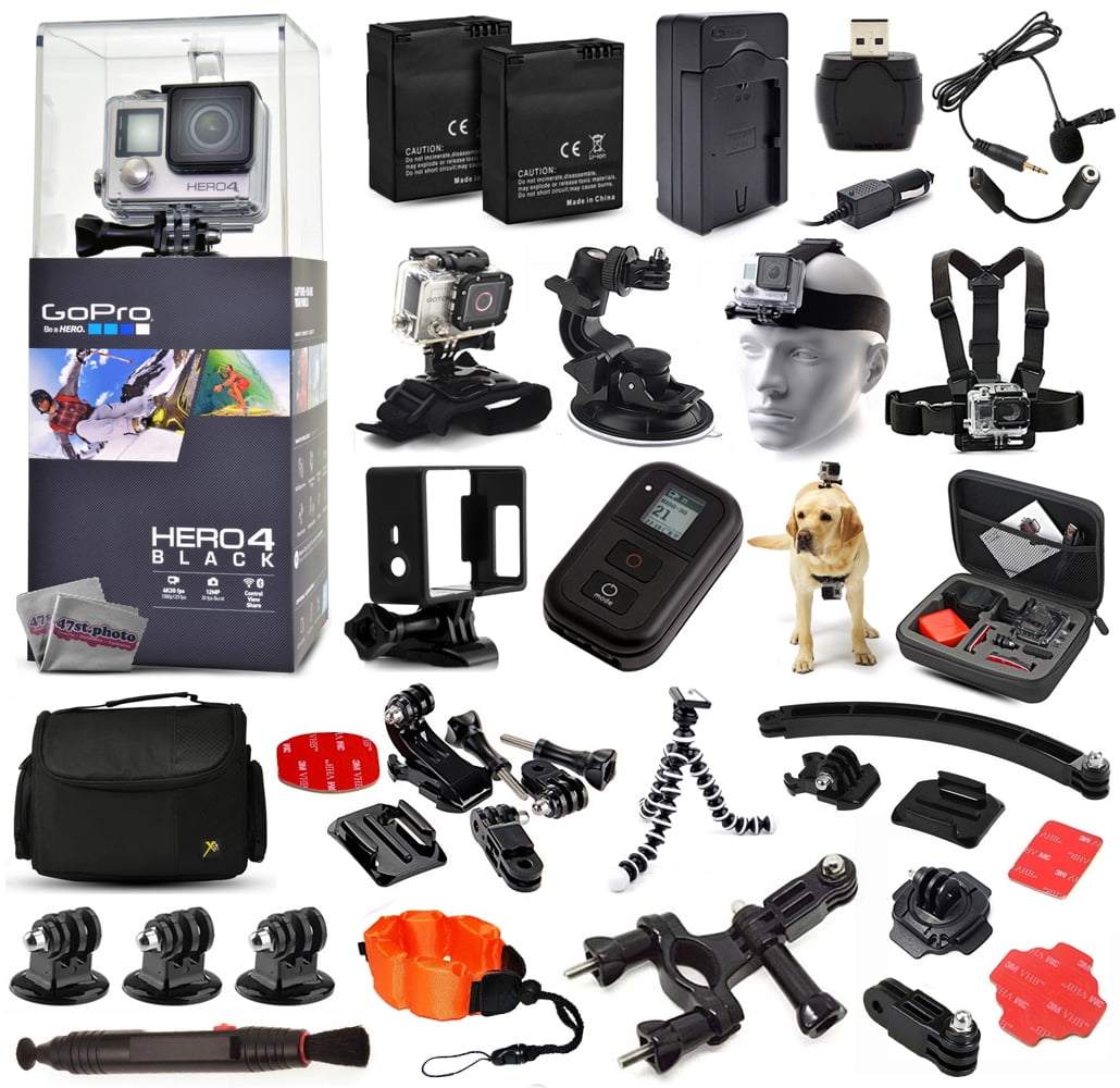 Buy GoPro Hero 4 HERO4 Black Edition CHDHX-401 with LCD Display + Microphone + 2 Batteries + Skeleton Housing + X-Grip + LED... by GoPro