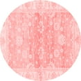 thumbnail image 1 of Ahgly Company Machine Washable Indoor Round Oriental Red Modern Area Rugs, 4' Round, 1 of 4
