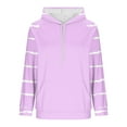 thumbnail image 6 of Women's Striped Hoodies Casual Raglan Long Sleeve Sweatshirts Loose Drawstring Hood Long Tops with Kangaroo Pocket (M, Purple), 6 of 6