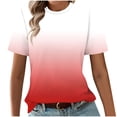 thumbnail image 2 of UPPADA T-Shirts d'Été Mignons pour Femmes Tendance à Imprimé Dégradé T-Shirts Chemises Décontractées à Col Rond Blouses Coupe Ample Chemises Basiques Blouses Rouge,P, 2 of 4