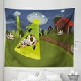 thumbnail image 1 of Cartoon Tapestry, Farm Warehouse Grass Fences Cow Alien Abduction Funny Comics Image Art Print, Fabric Wall Hanging Decor for Bedroom Living Room Dorm, 5 Sizes, Multicolor, by Ambesonne, 1 of 1