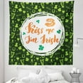 thumbnail image 1 of Saying Tapestry, Kiss Me I am Irish Text with Lips and Clovers St Patricks Day, Fabric Wall Hanging Decor for Bedroom Living Room Dorm, 5 Sizes, Apple Green Dark Green, by Ambesonne, 1 of 1