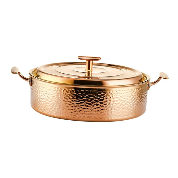 VONKY Hammered Copper Hot Pot Stew Pot Carrying Easy for Caterers Picnic Household Gold M Gold M