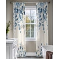 thumbnail image 4 of Blue Eucalyptus Sheer Curtains 84 Inch Length 2 Panels Set for Living Room/Bedroom, Farmhouse Weeping Leaves Linen Kitchen Curtains Grommet Semi-Sheer Curtains Drapes Window Treatments 42"x84"x2, 4 of 7